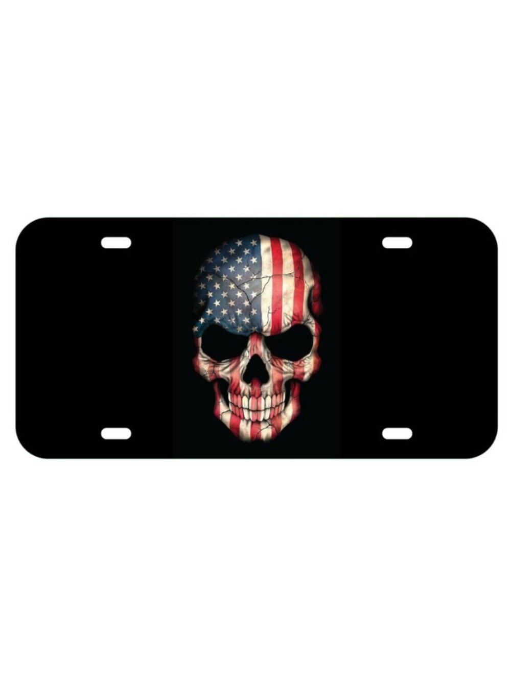 AMERICAN FLAG SKULL VEHICLE LICENSE PLATE FRONT BACK AUTO TAG Made in USA